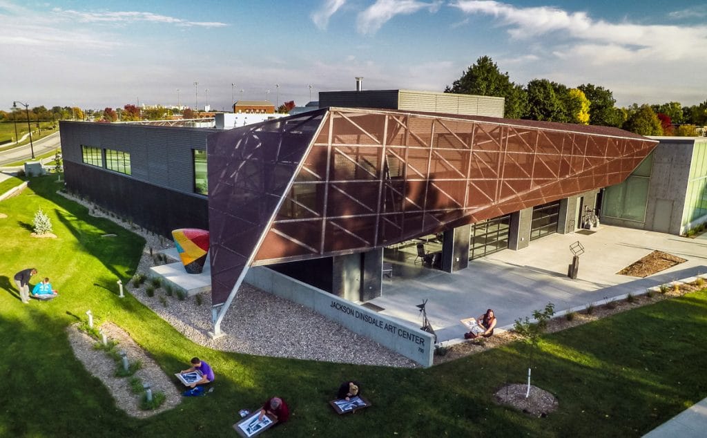 Aerial photo of the Jackson Dinsdale Art Center.